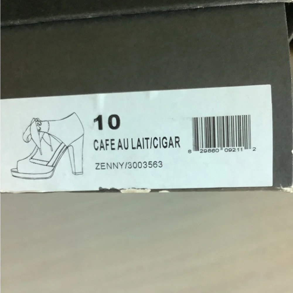 MRKT Strappy Peep Toe Heel with bow details at ankle size 10 brown - Picture 14 of 15